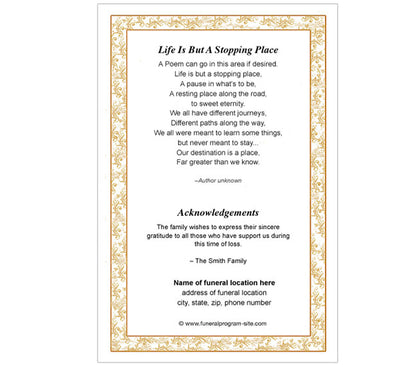 Caramel A4 Funeral Order of Service Template.