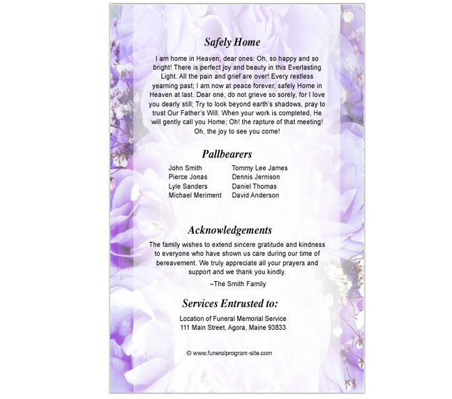 Amethyst 4-Sided Graduated Funeral Program Template.