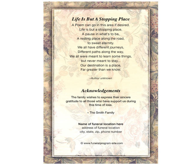 Tapestry 4-Sided Graduated Funeral Program Template.