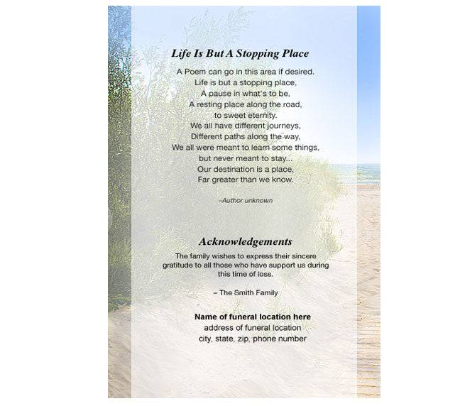 Sand Dunes 4-Sided Graduated Funeral Program Template.