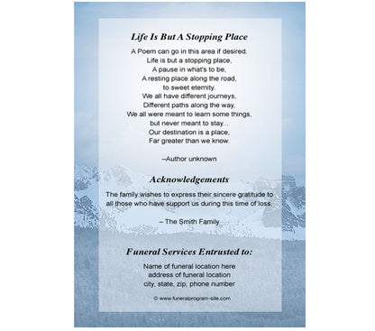 Skiing 4-Sided Graduated Funeral Program Template.