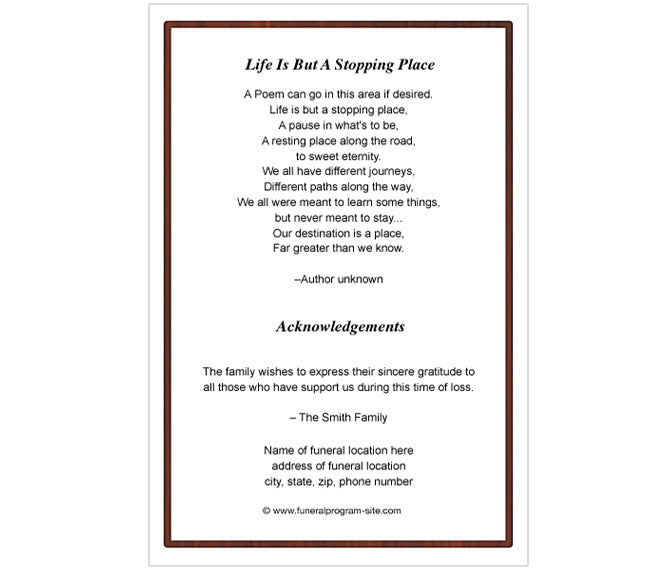 Cherish A4 Funeral Order of Service Template.