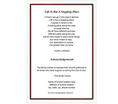 Cherish A4 Funeral Order of Service Template.