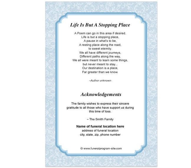 Cambria 4-Sided Graduated Funeral Program Template.