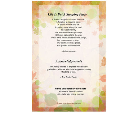 Autumn 4-Sided Graduated Funeral Program Template.