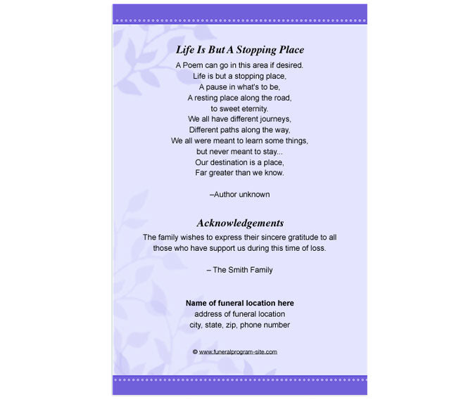 Ambience Letter 4-Sided Graduated Funeral Program Template.