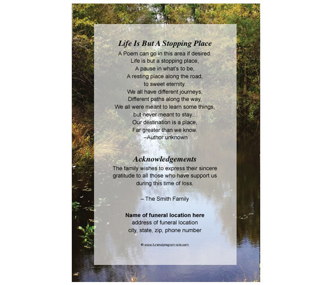 Duck Pond 4-Sided Graduated Funeral Program Template.