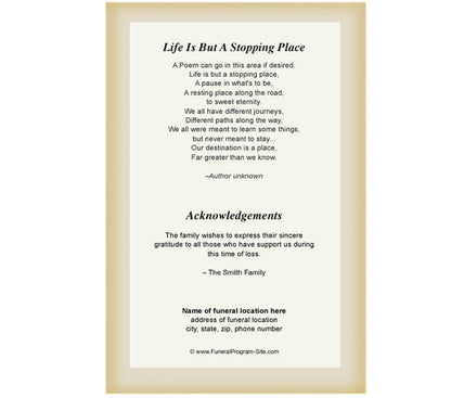 Chef 4-Sided Graduated Funeral Program Template.