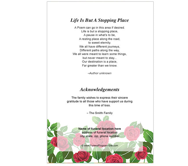 Austere 4-Sided Graduated Funeral Program Template.