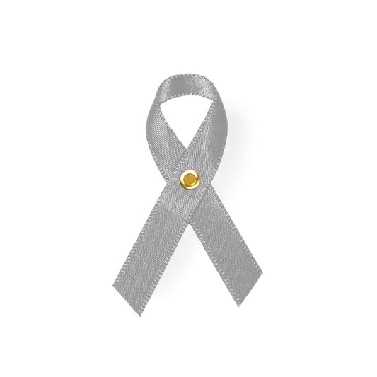 Gray Cancer Ribbon, Awareness Ribbons (No Personalization) - Pack of 10 - The Funeral Program Site