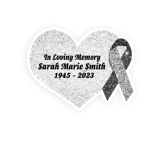 Gray Cancer Ribbon Heart Pin - Pack of 10 - The Funeral Program Site