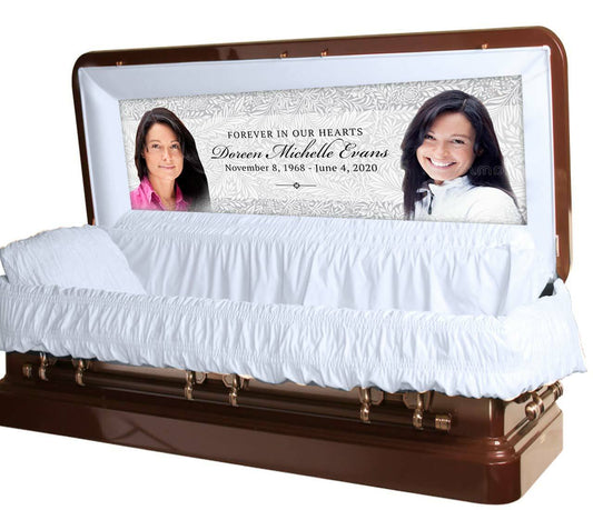 Gray Leaves Personalized Casket Panel Insert - Full Couch - The Funeral Program Site