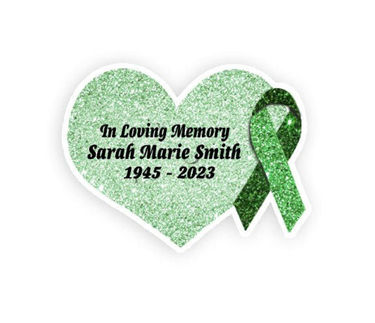 Green Cancer Ribbon Heart Pin - Pack of 10 - The Funeral Program Site