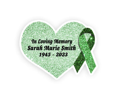 Green Cancer Ribbon Heart Pin - Pack of 10