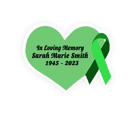 Green Cancer Ribbon Heart Pin - Pack of 10