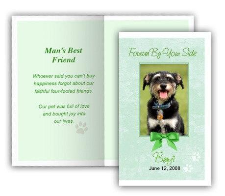 Green Pet Memorial Cards Design & Printing (Pack of 50) - The Funeral Program Site