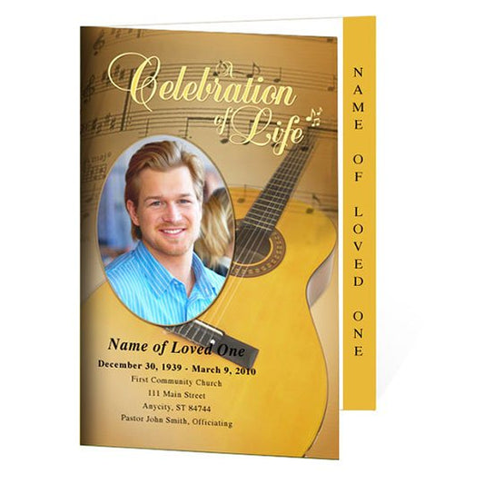 Guitar 4 - Sided Graduated Funeral Program Template - The Funeral Program Site