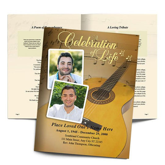 Guitar Funeral Booklet Template - The Funeral Program Site