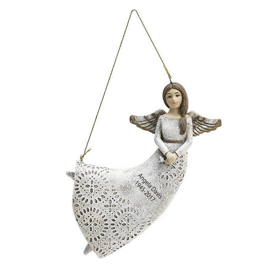 Hanging In Loving Memory Angel With Clasp Hand Figurine - The Funeral Program Site