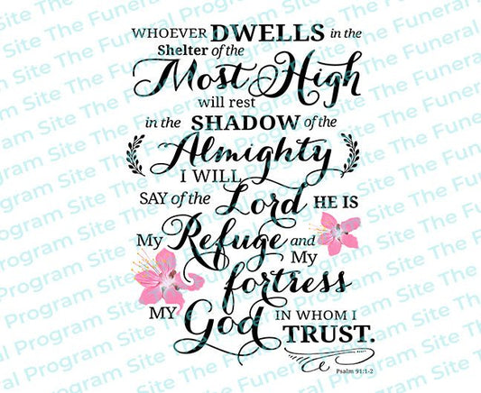 He Who Dwells Bible Verse Word Art - The Funeral Program Site