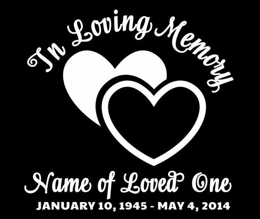 Hearts In Loving Memory Car Decal - The Funeral Program Site