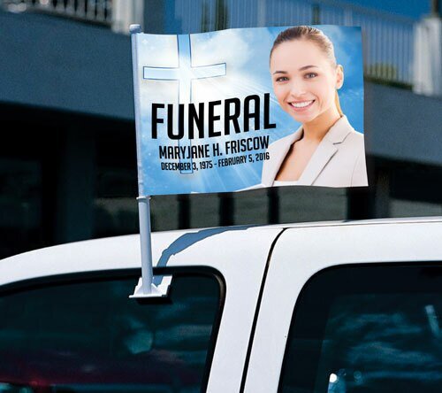 Heaven Funeral Car Flag and Pole - The Funeral Program Site