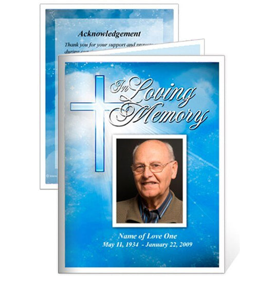 Heaven Small Memorial Card Template - The Funeral Program Site