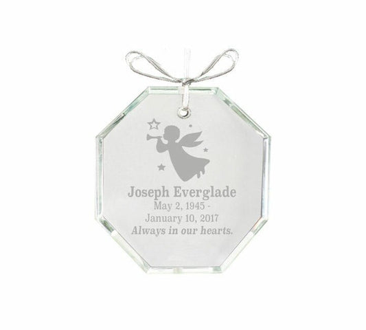 Hexagon Bevel Edge Crystal Christmas Ornament - The Funeral Program Site