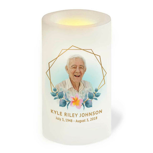Hexagon Personalized Flameless LED Memorial Candle - The Funeral Program Site