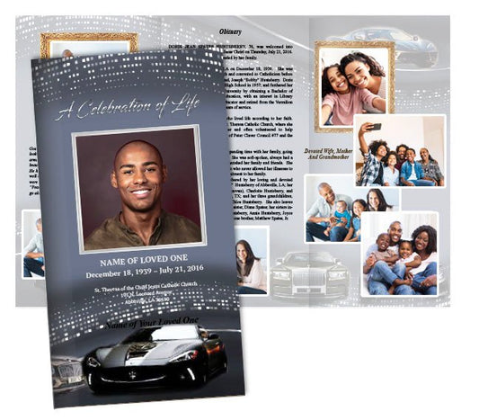 Highend Cars Trifold Funeral Brochure Template - The Funeral Program Site
