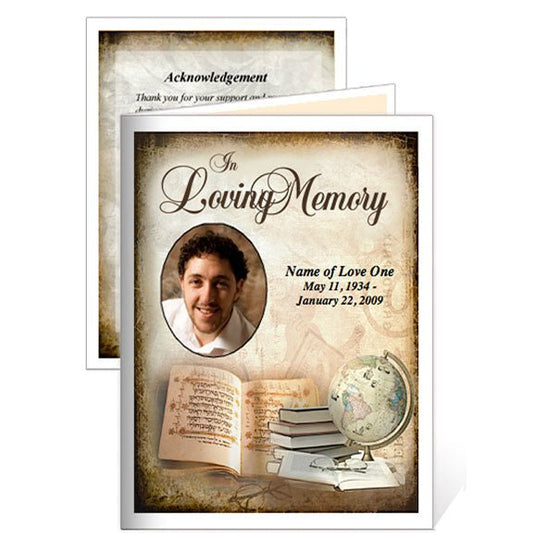 History Small Memorial Card Template - The Funeral Program Site