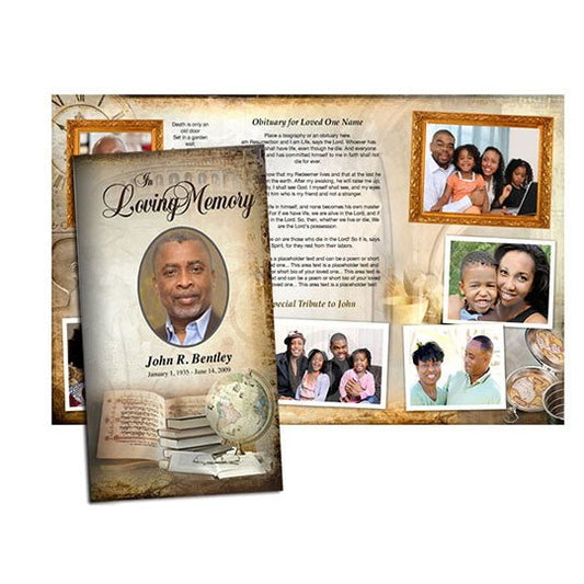 History TriFold Funeral Brochure Template - The Funeral Program Site