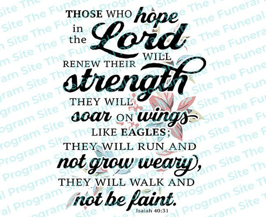 Hope In The LORD Bible Verse Word Art - The Funeral Program Site
