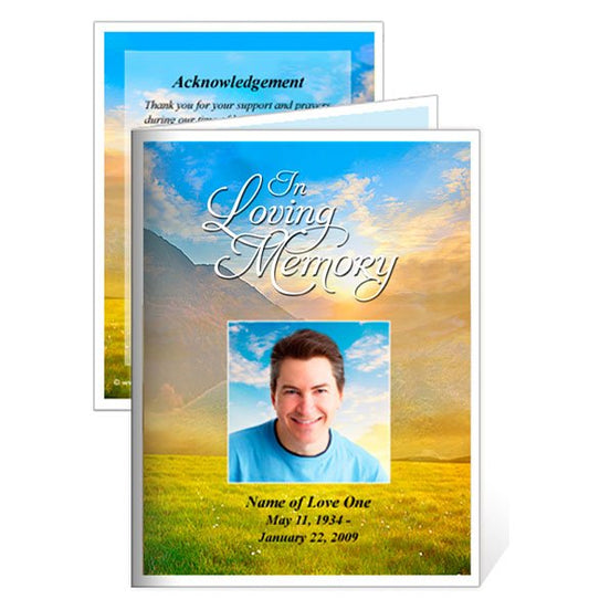 Horizon Small Memorial Card Template - The Funeral Program Site