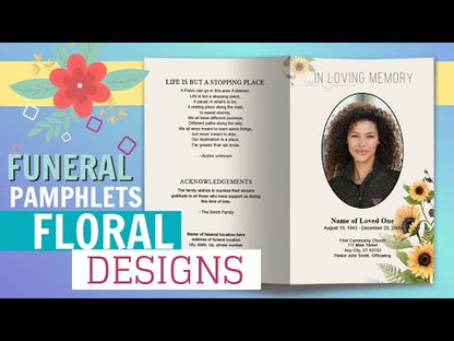 Crystal Watercolor Funeral Program Template