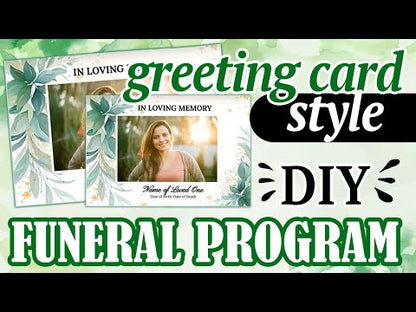 Green Leaf Greeting Card Style Funeral Program Template (Google Docs)