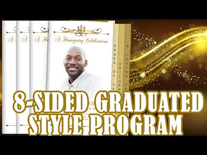 Gold 8-Sided Graduated Bottom Funeral Program Design & Print (Pack of 50)