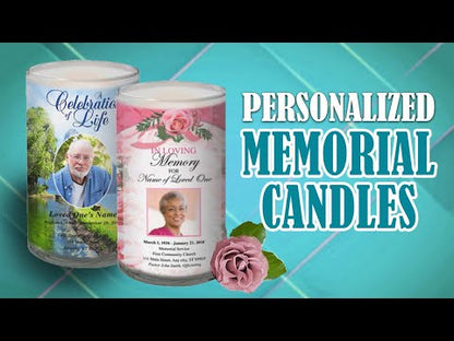 Plumeria Cross Personalized Glass Memorial Candle