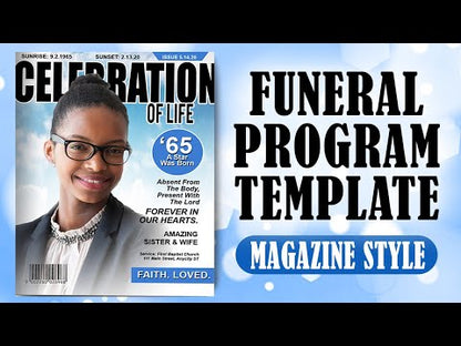 Celebration of Life Magazine Style Funeral Booklet Template