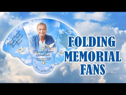Red Roses Personalized Folding Memorial Fan (Pack of 10)