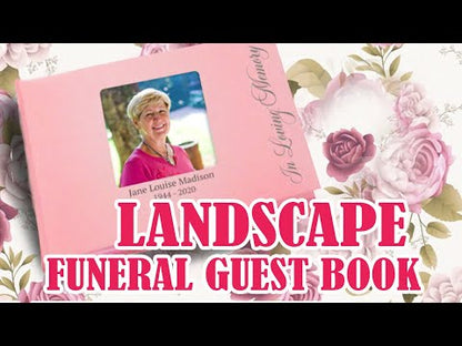 Vertical Script Linen Landscape Funeral Guest Book