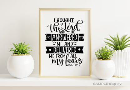 Sought The Lord Bible Verse Word Art.