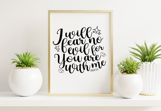 I Will Fear No Evil Bible Verse Word Art - The Funeral Program Site