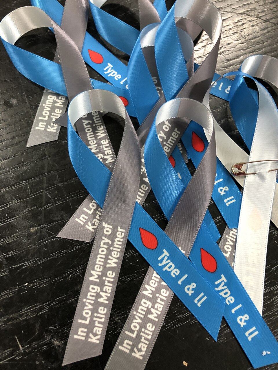 Diabetes Personalized Awareness Ribbons | Blue Gray Ribbon