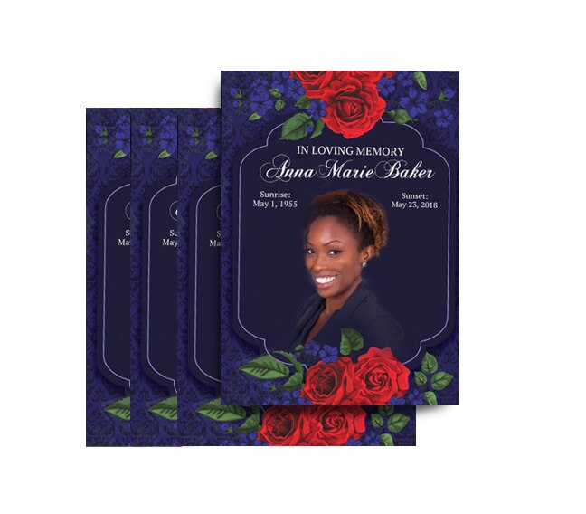 Red Roses Funeral Postcard Design & Print (Pack of 50).