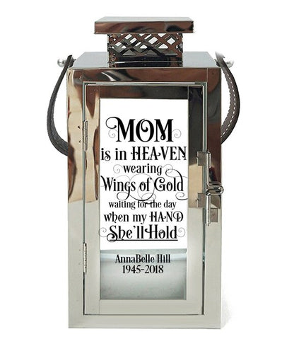 Wings of Gold Memorial Silver Lantern With Leather Handle.