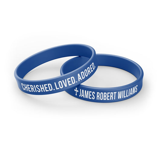 Personalized In Loving Memory Silicone Bracelet - Cherished Loved Adored (Pack of 10).