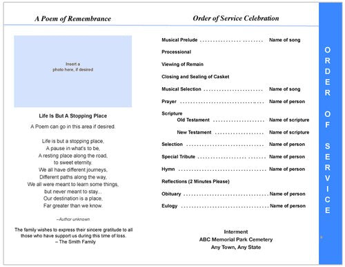 Promise 8-Sided Funeral Graduated Program Template.