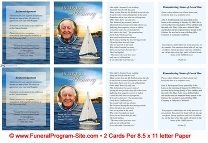 Voyage Small Memorial Card Template.