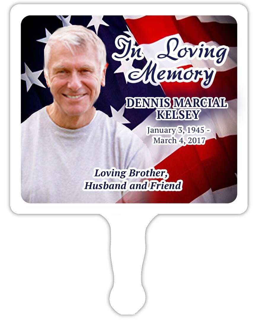 US Flag All-In-One Plastic Memorial Hand Fan (Pack of 10).